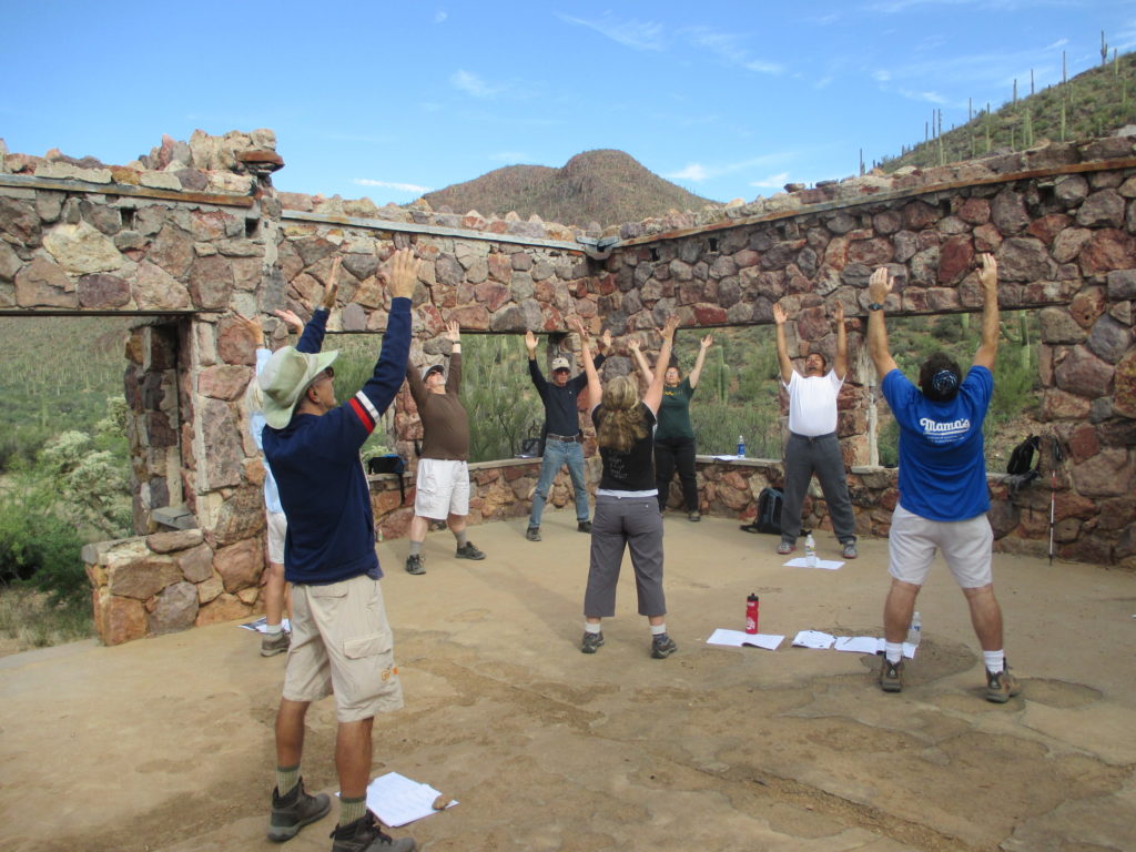 Exhilarating and accessible in its variations. We are practicing a very gentle spinal extension and looking at the beautiful sky.